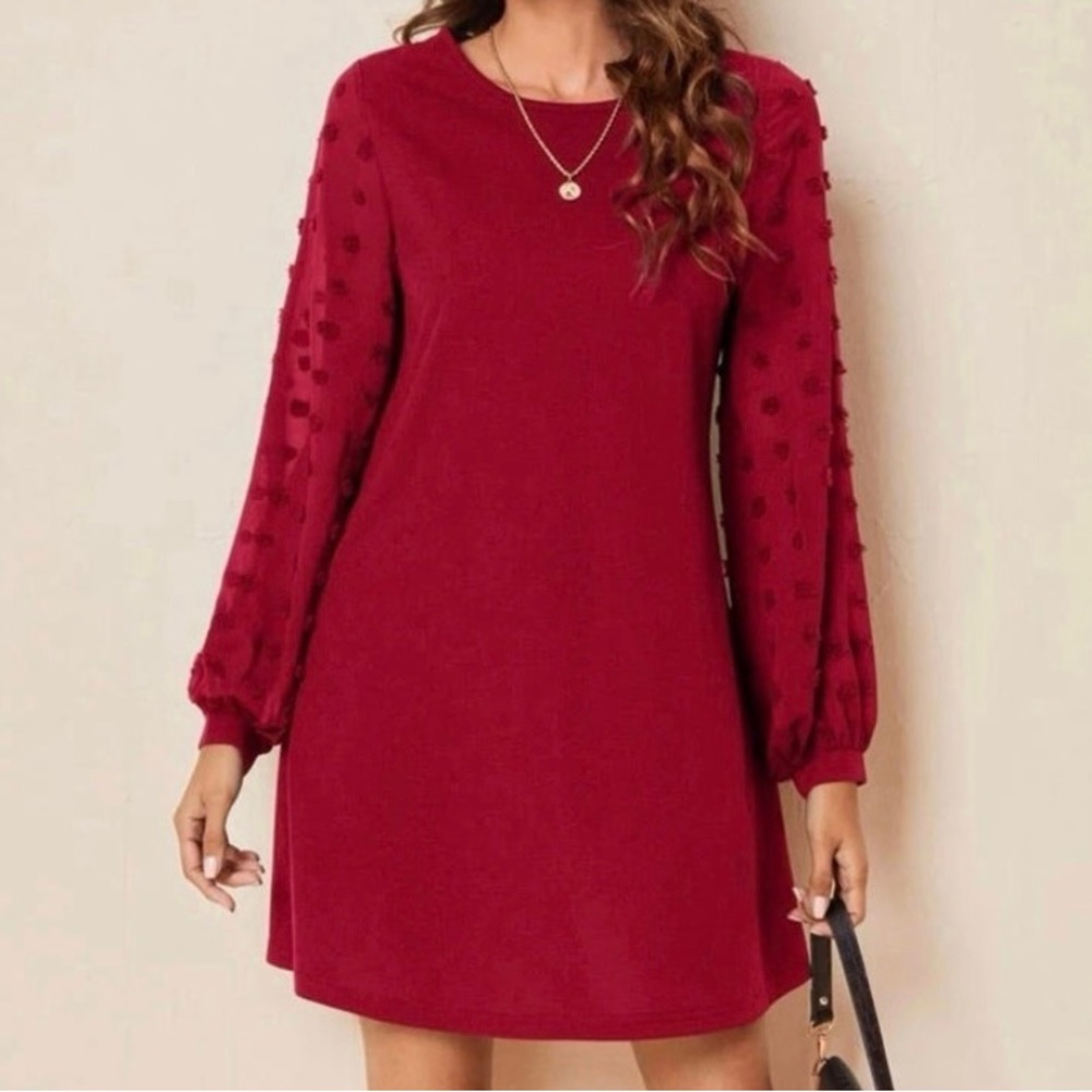 Long sleeve, red dots dress